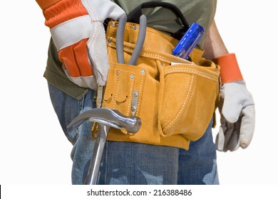 Close Up Of Construction Worker's Tool Belt, Cut Out