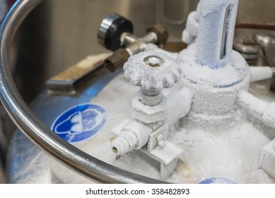 Close Up Of Container With Liquid Helium