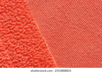 Close up of contrasting textures in bright orange fabric textiles. - Powered by Shutterstock