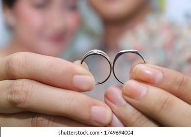 Close Up Of Couple Wedding Rings, Ring Box.