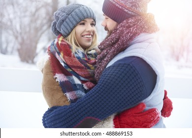 Close Up Of Couple In The Winter