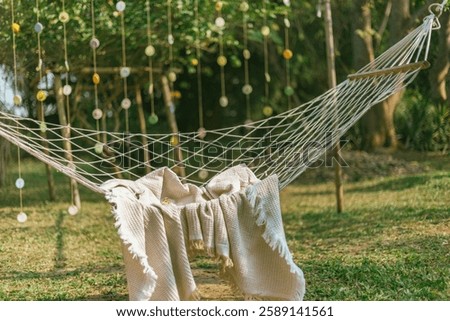 Close up cozy hammock , selective focus