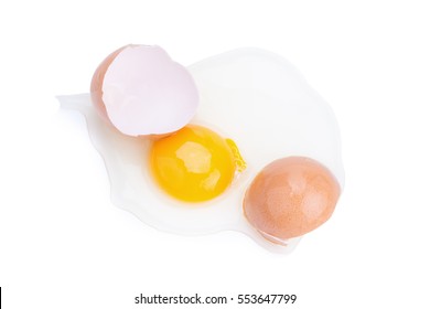 Close Up Of Cracked Egg On White Background