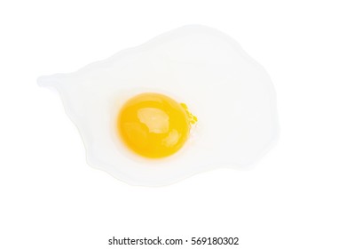 Close up of cracked egg on white background