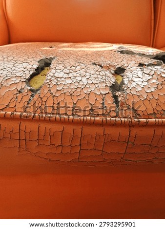 Close Up of Cracked Sofa Leather Texture with Aged Upholstery Surface Detail