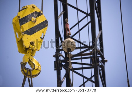 close up of crane hook  / under construction