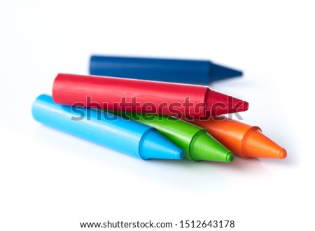 Close up of crayon isolated on white background