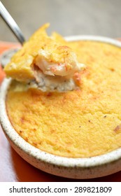 Close Up Creamy Shrimp And Seafood Pot Pie 