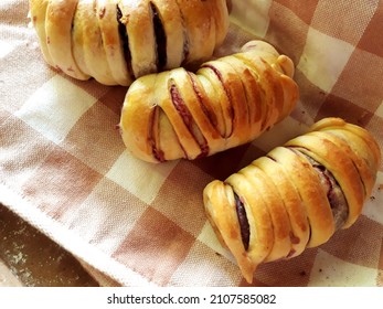Close up  Croissant in the kitchen prepare for serving , soft  focus , selective focus . - Shutterstock ID 2107585082
