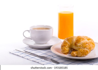 Close Up Croissants Breakfast Food With White Background