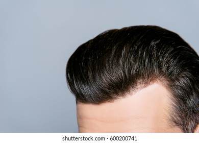 Close Up Cropped Portrait Of Man's Healthy Shiny Hair