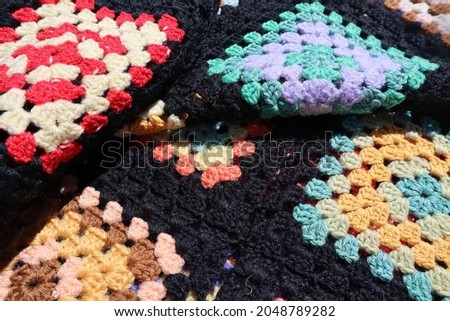 Close up of crosser knit squares