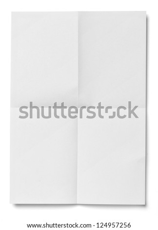 close up of  a crumpled unfolded piece of paper on white background