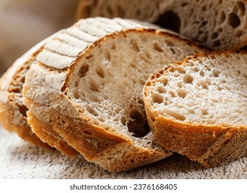 Close up of a cut slice of bread