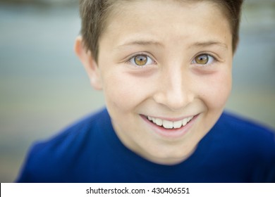 A Close Up Of A Cute 8 Year Old Boy