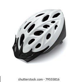 Close Up Of  A Cycling Helmet On White Background With Clipping Path