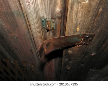 Close Up Of Damaged Lock On A Garden Shed Door After A Burglary