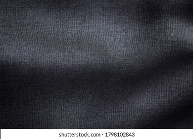 Close Up Of Dark Tencel Fabric. Tencel   (Lyocell) Is A Form Of Rayon That Consists Of Cellulose Fibre Made From Dissolving Pulp. Top View. Copy Space. 