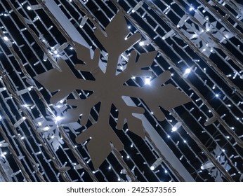 Close up of decorative silver snowflake on Christmas tree - Powered by Shutterstock