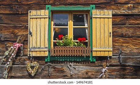 Close Decorative Traditional Window Alpine Hut Stock Photo (Edit Now ...