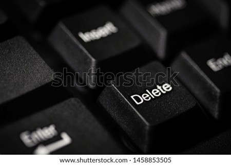 Close up of Delete button. Selective focus.