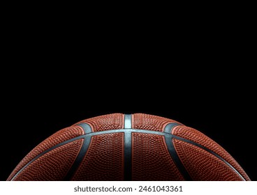 Close up detail of a basketball ball isolated on black background. Sport bets in betting shops. Copy space. - Powered by Shutterstock