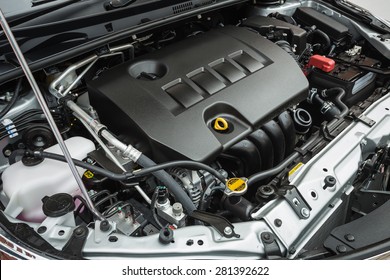 Close up detail of new car engine - Shutterstock ID 281392622