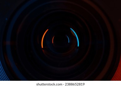 Close up detail of a professional photocamera in a studio environment, no people are visible.