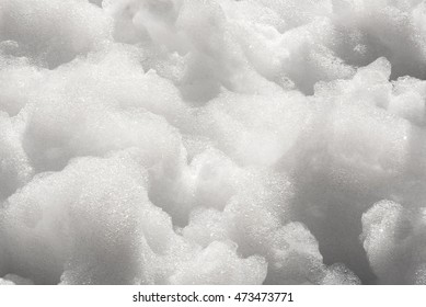 Close Up Detail Of Thick White Soapy Foam Bubbles In A Full Frame Background Texture