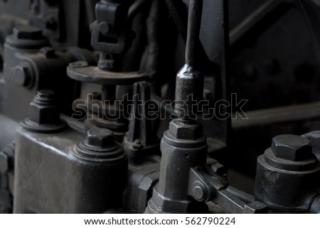 Close up details of old steam locomotive