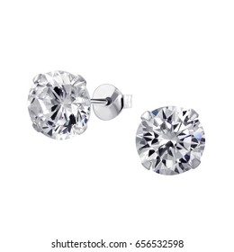 Close Up Diamond Stud Earrings