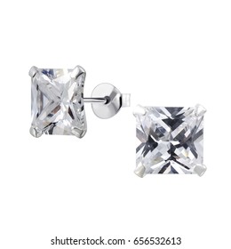 Close Up Diamond Stud Earrings