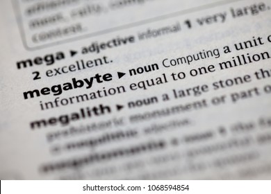 Close Up To The Dictionary Definition Of Megabyte