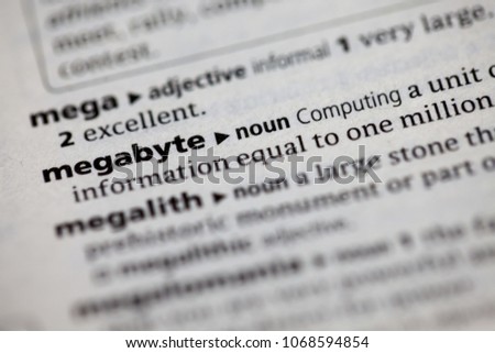 Close up to the dictionary definition of Megabyte
