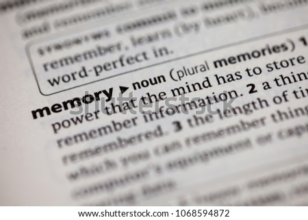 Close up to the dictionary definition of Memmory
