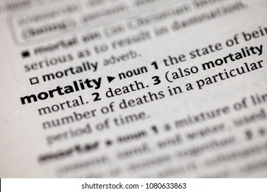 Close up to the dictionary definition of Mortality - Shutterstock ID 1080633863