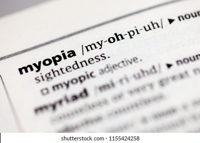 Close Up To The Dictionary Definition Of Myopia