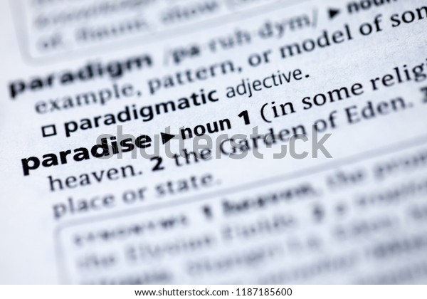 close-dictionary-definition-paradise-stock-photo-edit-now-1187185600