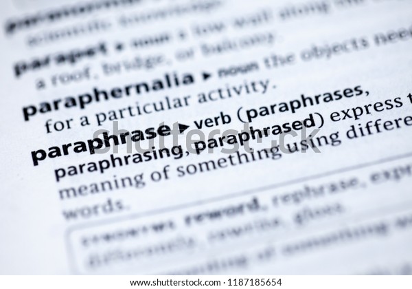 Close Dictionary Definition Paraphrase Stock Photo Edit Now 1187185654