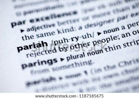 Close up to the dictionary definition of Pariah