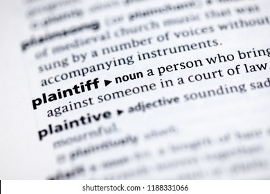 Close Up To The Dictionary Definition Of Plaintiff