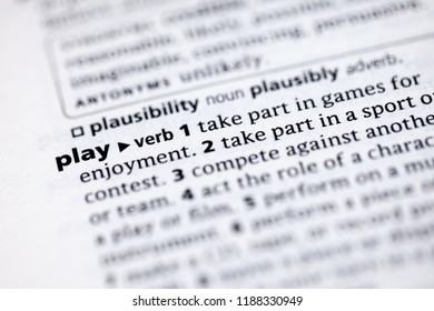 Close Dictionary Definition Play Stock Photo Edit Now