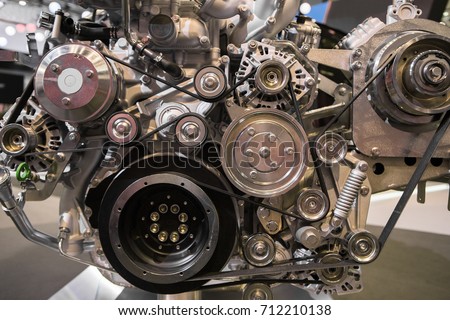 Close up of diesel engine