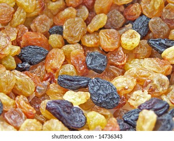 Close up of the different colors of raisins - Shutterstock ID 14736343