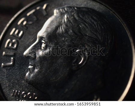 Close up of a dime