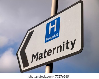 A Close Up Of A Direction Sign Pointing Visitors To The Maternity Unit Of A Hospital