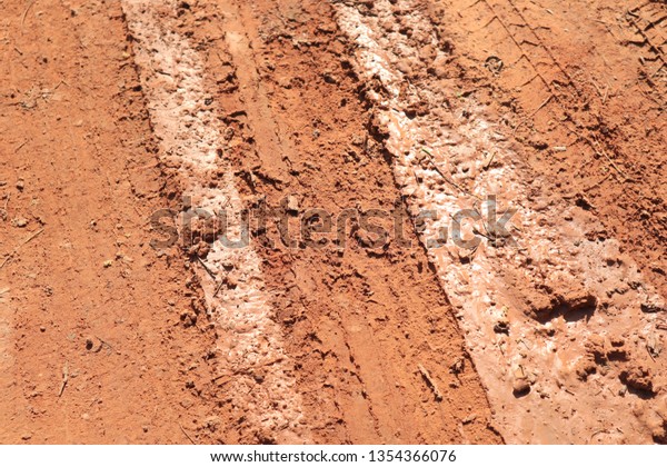 Close up the\
Dirt Road Texture with Tire\
Marks