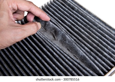 Close Up Dirty Car Air Conditioner Filter