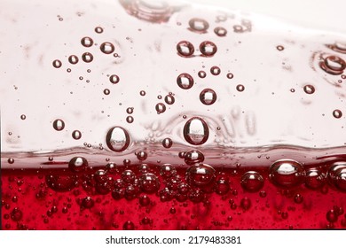 The Close Distance Of The Red Bubble,Bubble, DNA, Drop, Liquid, Medicine,Foam Bubble From Soap Or Shampoo Washing, Biochemistry, Biotechnology, Laboratory, Water