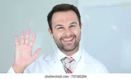 Close Up Of Doctor Doing Video Chat, Webcam View